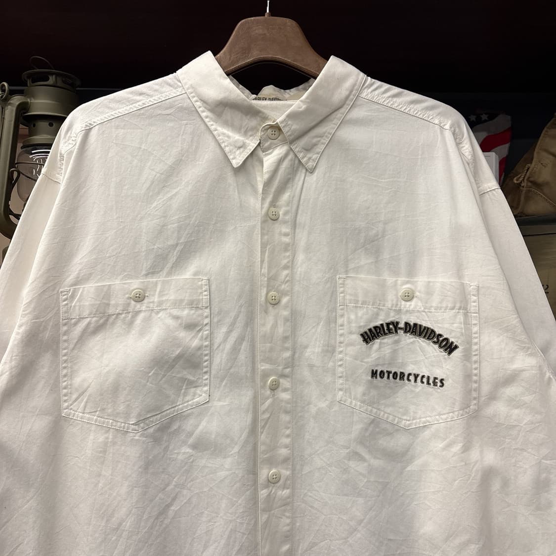 00s 할리데이비슨 아치 엠브로이드 레터링 라이딩셔츠 N957 상품이미지3