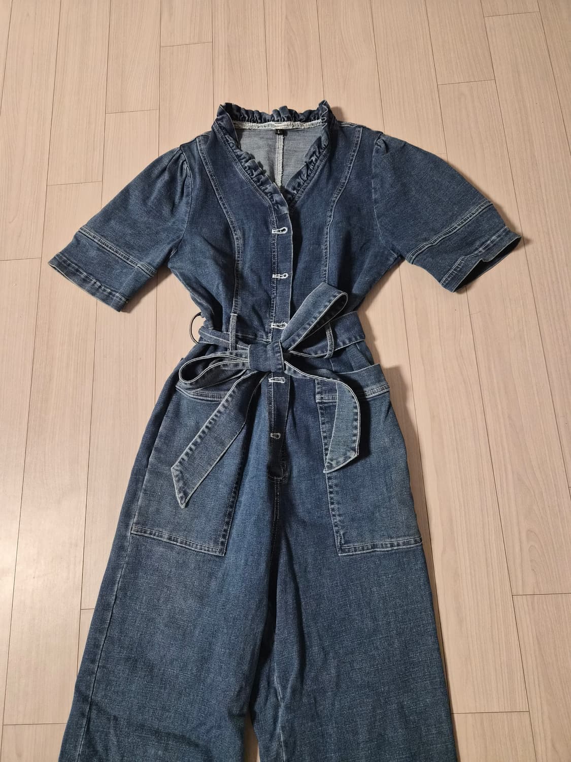 러블리 빈티지 프릴 데님 점프수트 상품이미지2