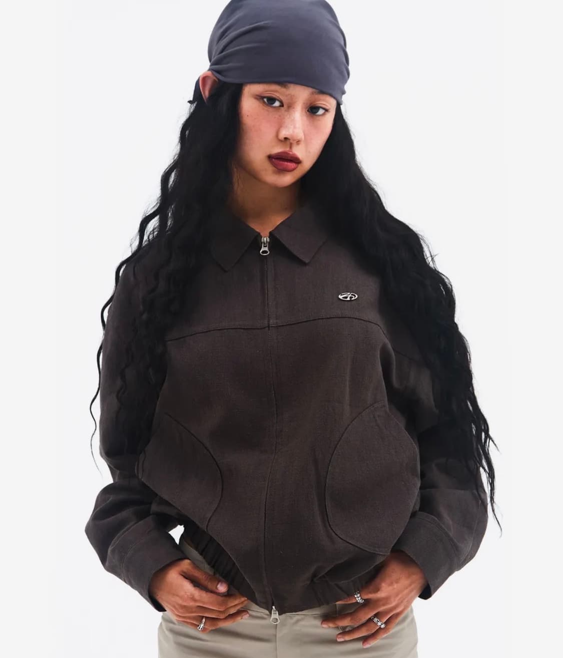 LINEN BOMBER JACKET CHARCOAL 상품이미지1