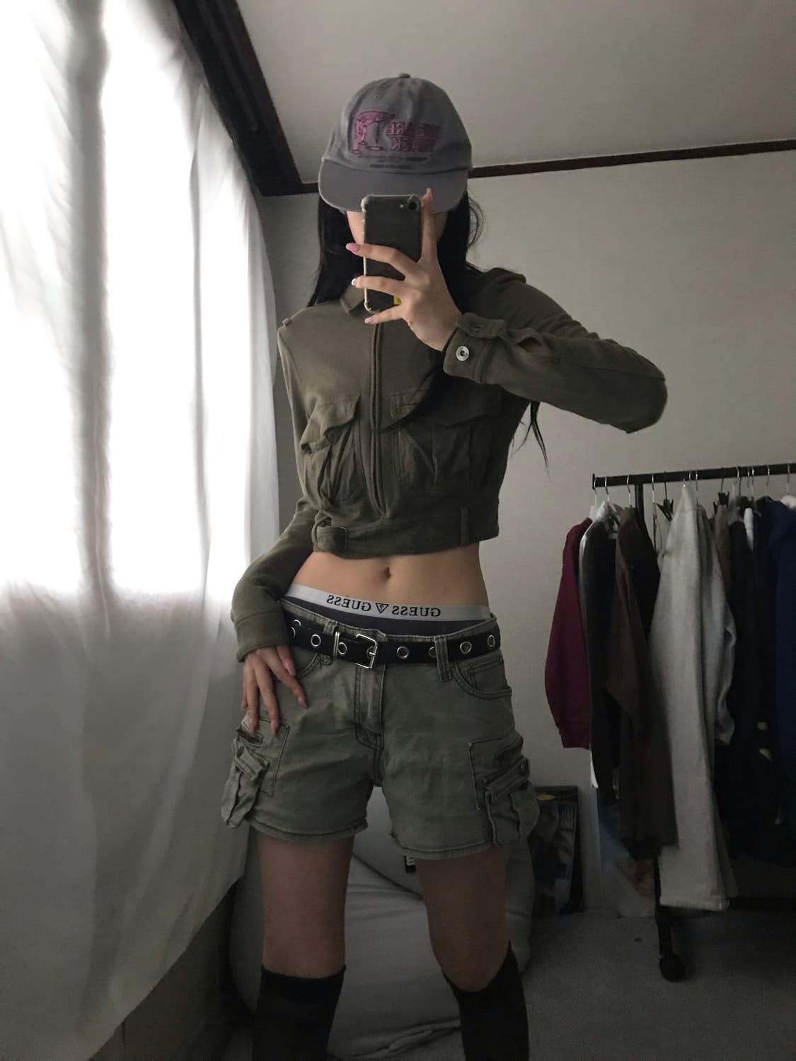 디젤 카키 벨티드 크롭 집업 상품이미지5