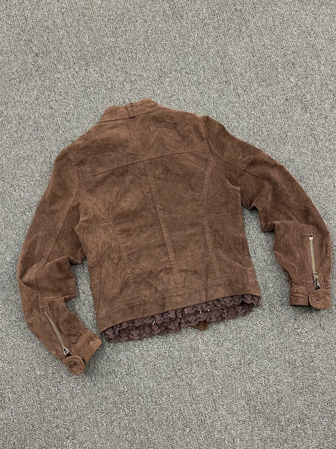 OS)LIZLISA 빈티지 여성 브라운 레이스 레이어드 자켓 상품이미지2