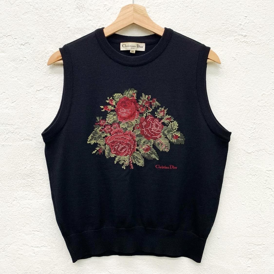 크리스챤 디올 블랙 로즈 자수 니트 베스트 상품이미지2