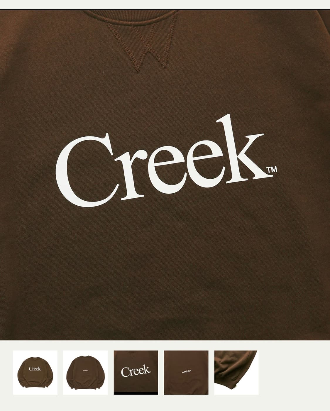 [L] Creek 크릭 x Whimsy 콜라보 한정판 맨투맨 브라운 상품이미지4