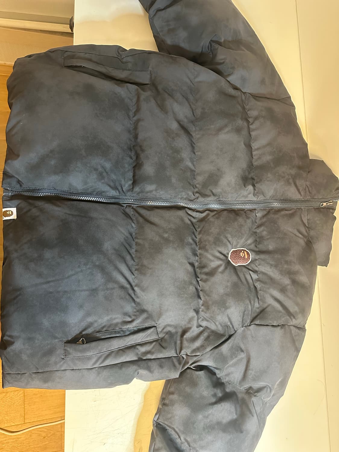 베이프 로고 빈티지 워싱 패딩 먹색 상품이미지5