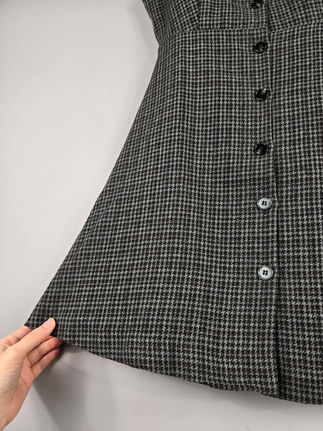 [무료배송]미쏘 M 여성 울 혼방 민소매 체크 미니 플레어 원피스 상품이미지4