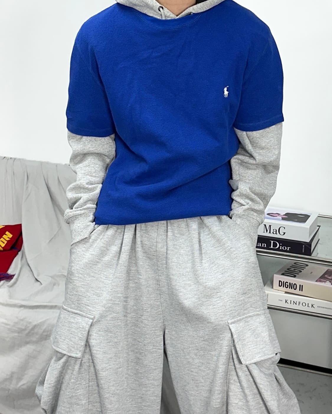 폴로 랄프로렌 블루 와플 반팔티 M 상품이미지1