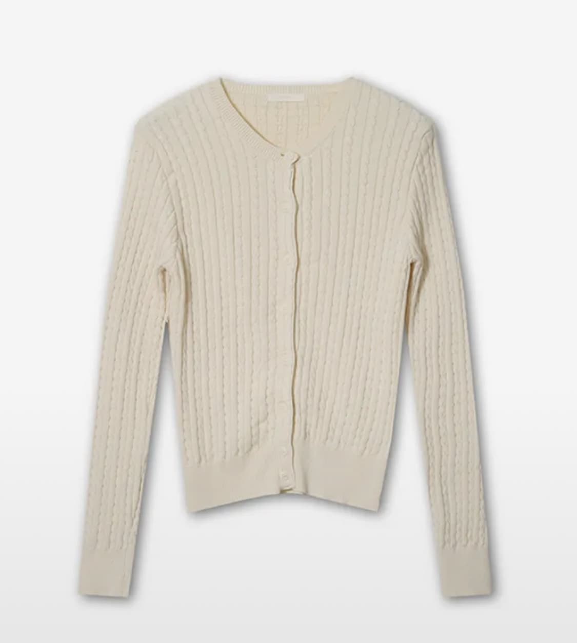 클로엣 슬림핏 케이블 오픈 니트 가디건 아이보리 상품이미지1