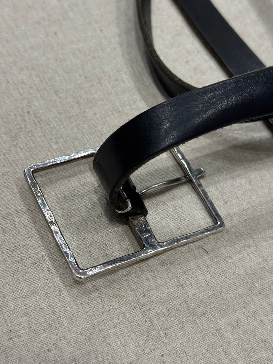Bed J.W. Ford 실버925 빅버클 레더 벨트 상품이미지4