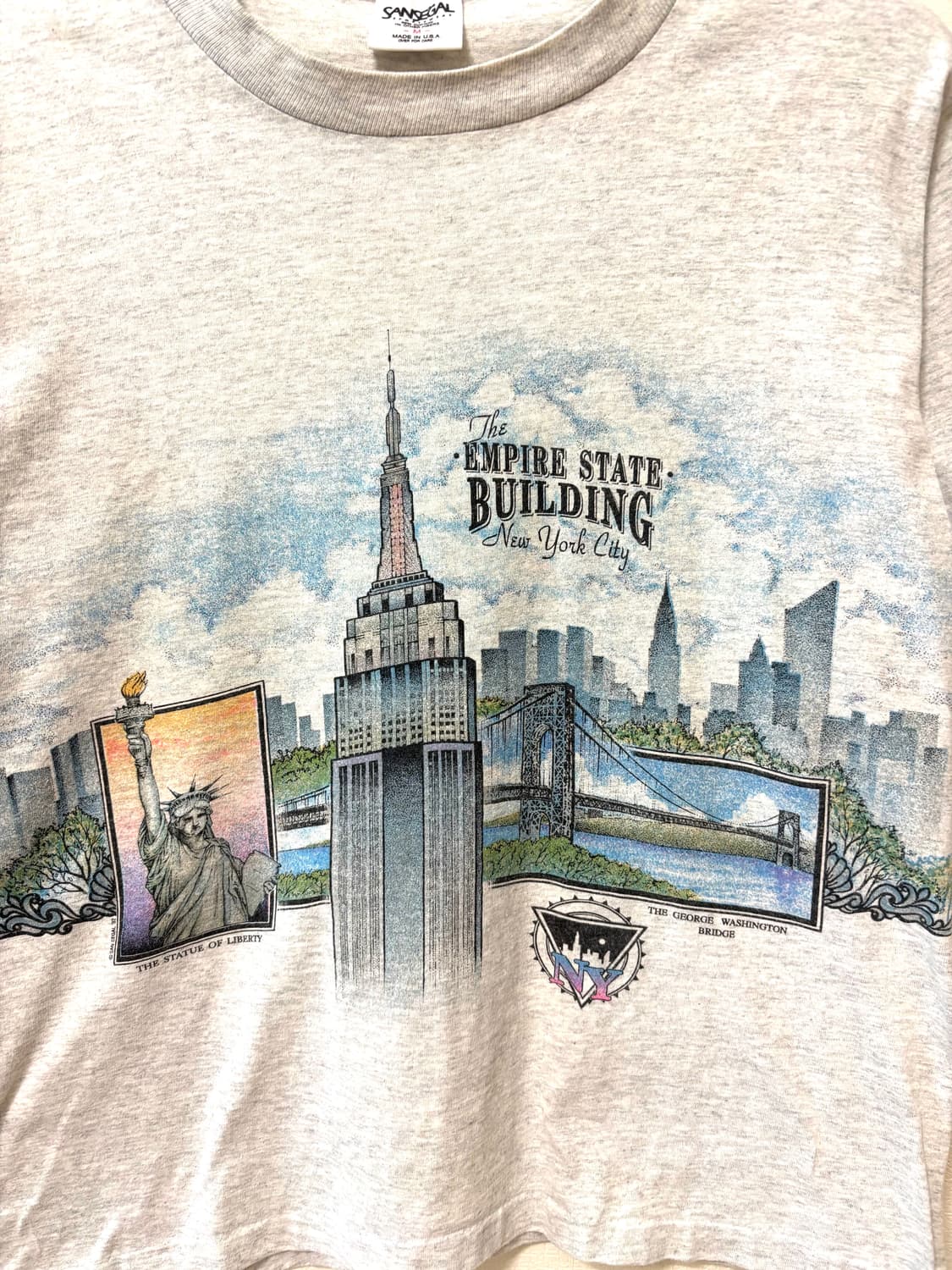 90s USA VTG 뉴욕 스테이트 엠파이어 빌딩 아트 티셔츠 M 상품이미지2