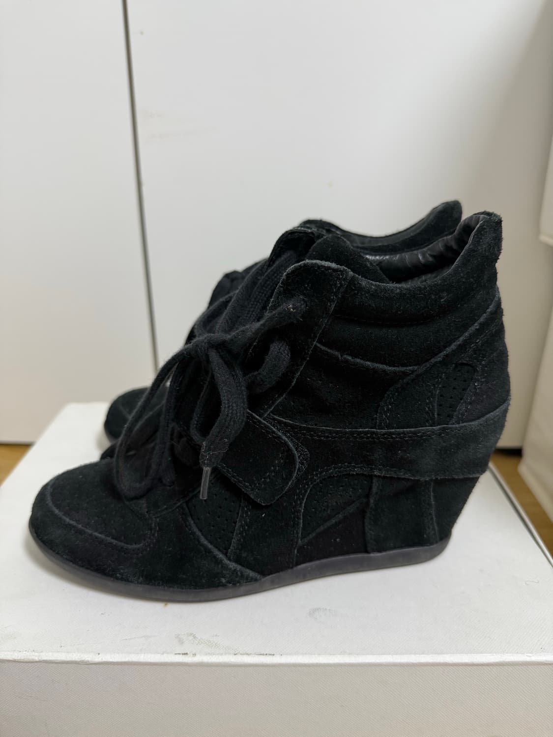 아쉬 ash 보위 하이탑 웨지힐 스니커즈 스웨이드 블랙 37 상품이미지3