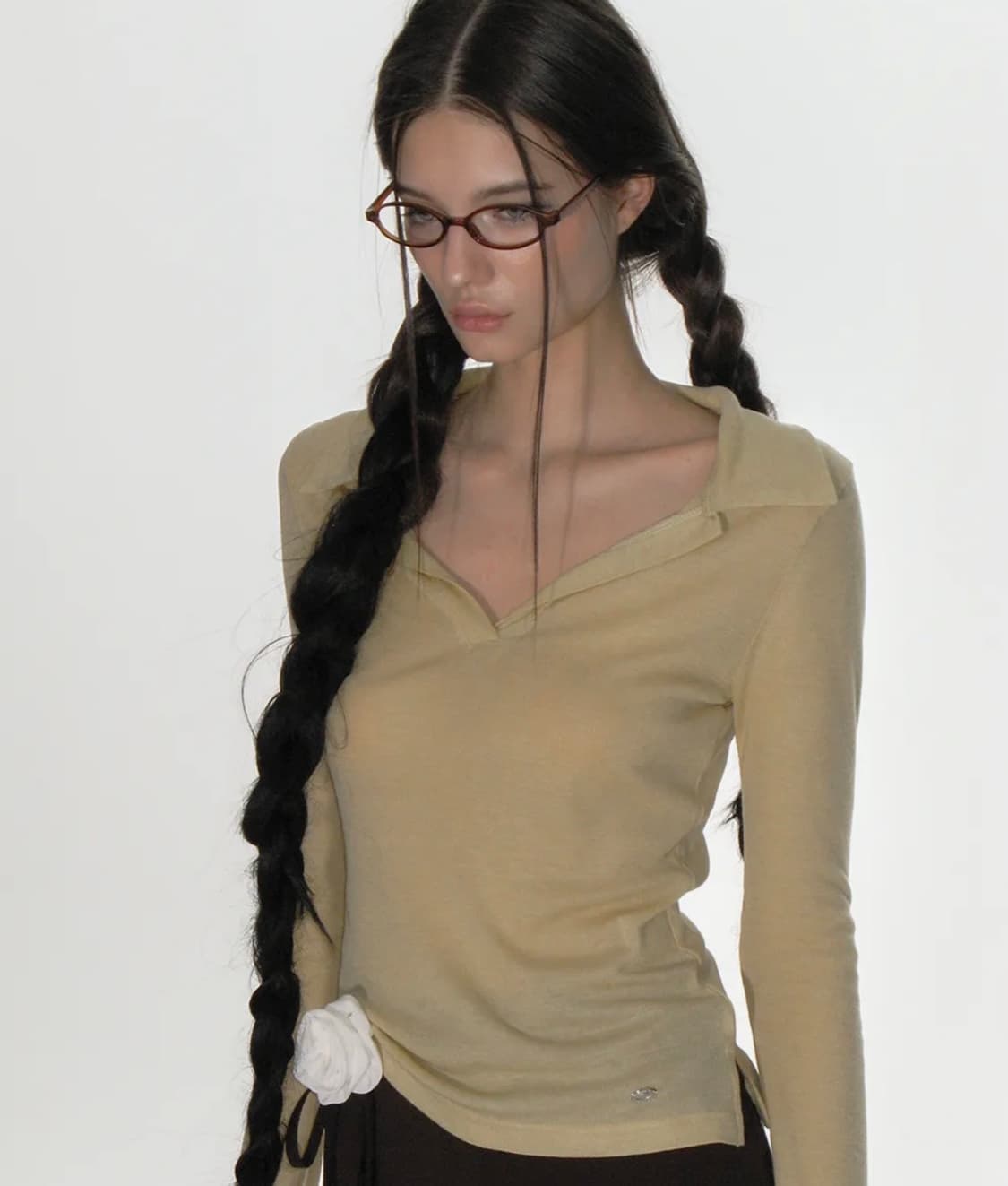 크랭크 시어 카라 탑_옐로우 상품이미지1