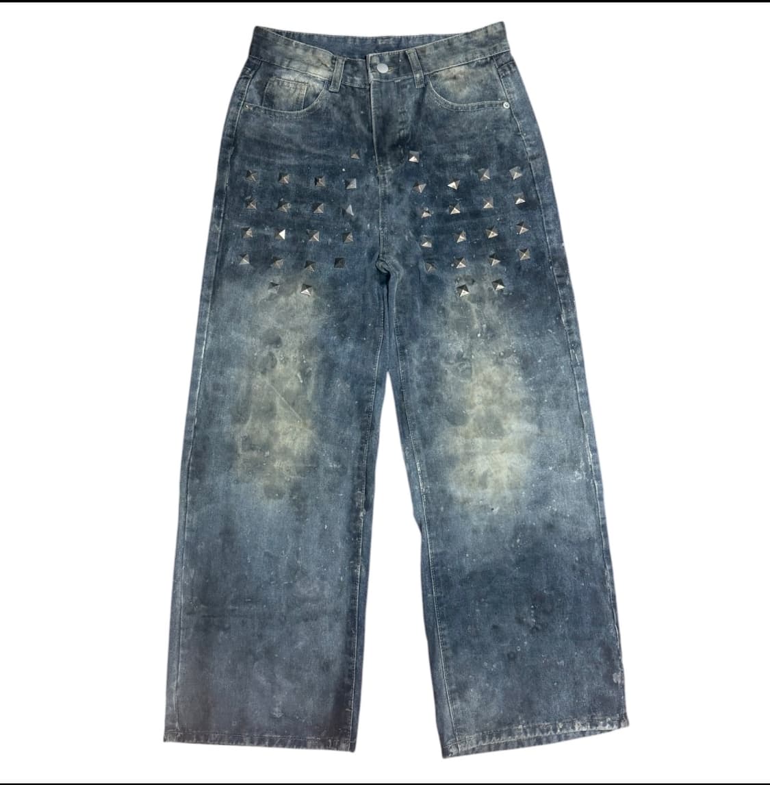 빈티지 왁스 페이팅 메이드 스터드 데님 진  상품이미지1