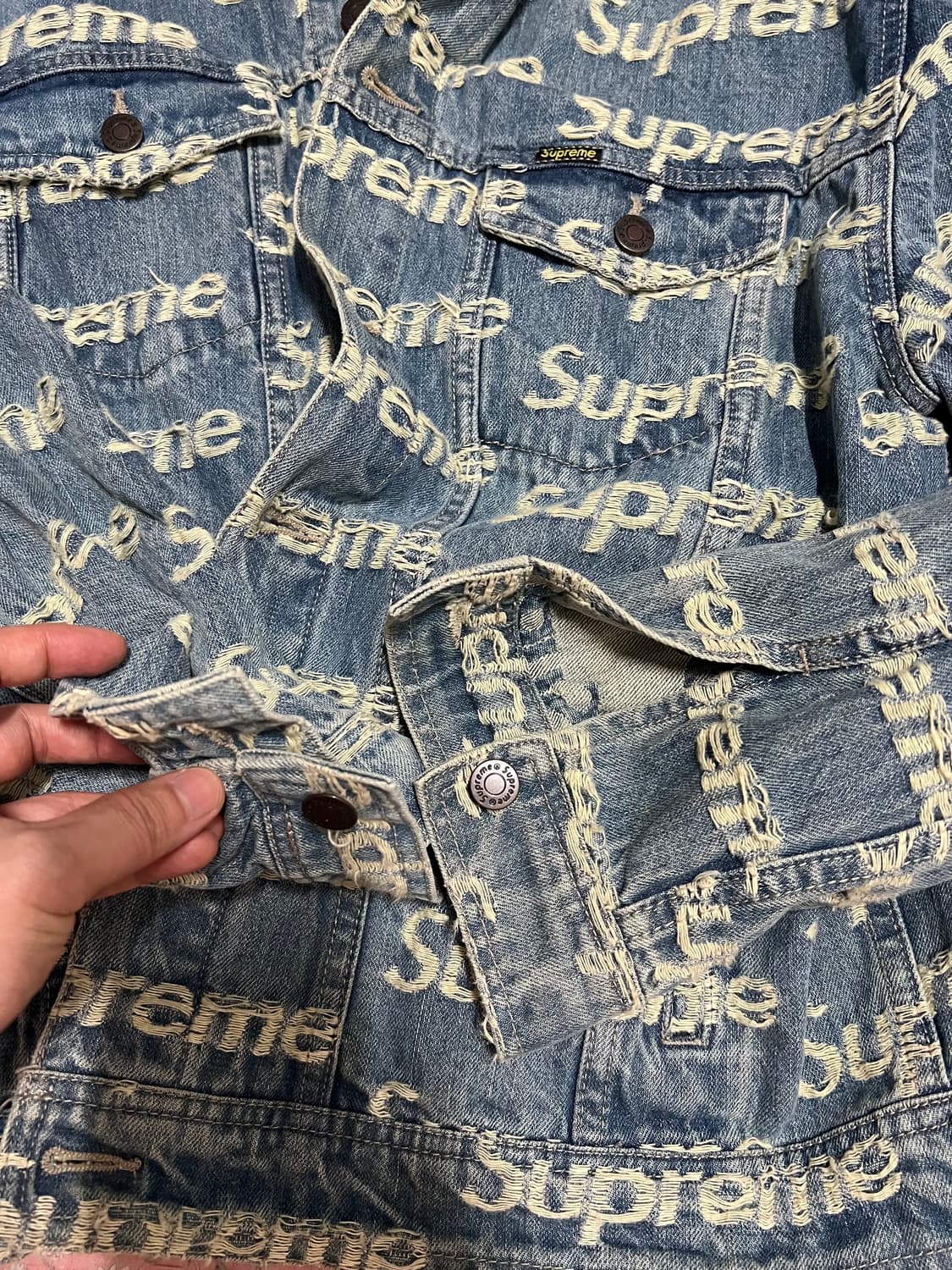 슈프림 프레이드 로고 데님 자켓 상품이미지3