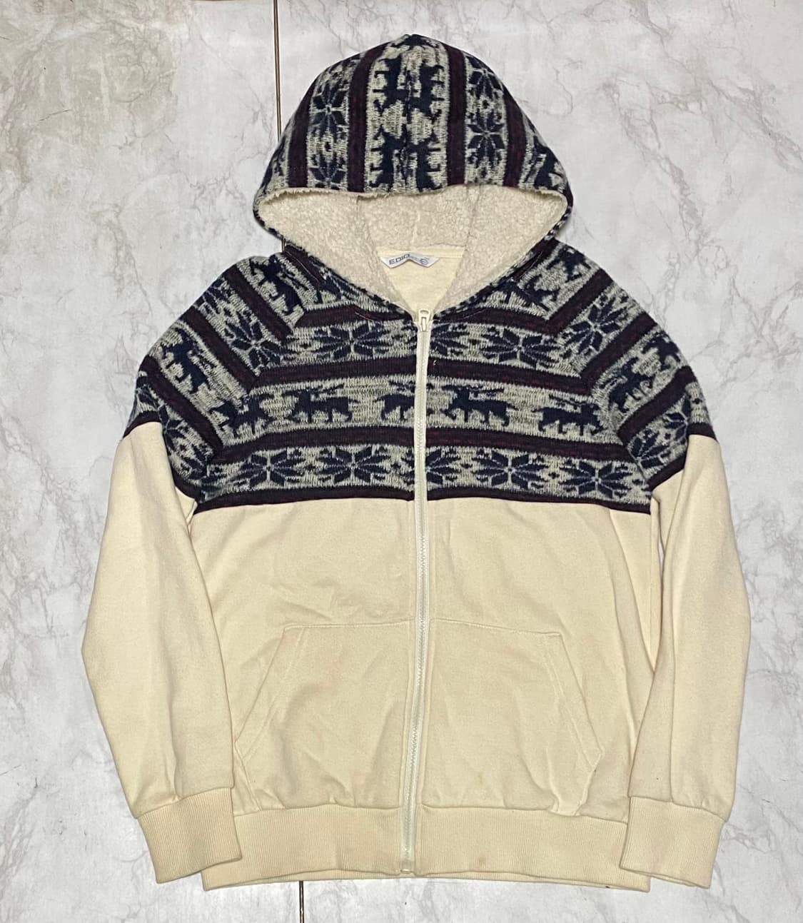 노르딕 패턴 후드집업 코위찬 스타일 95 사이즈 상품이미지1