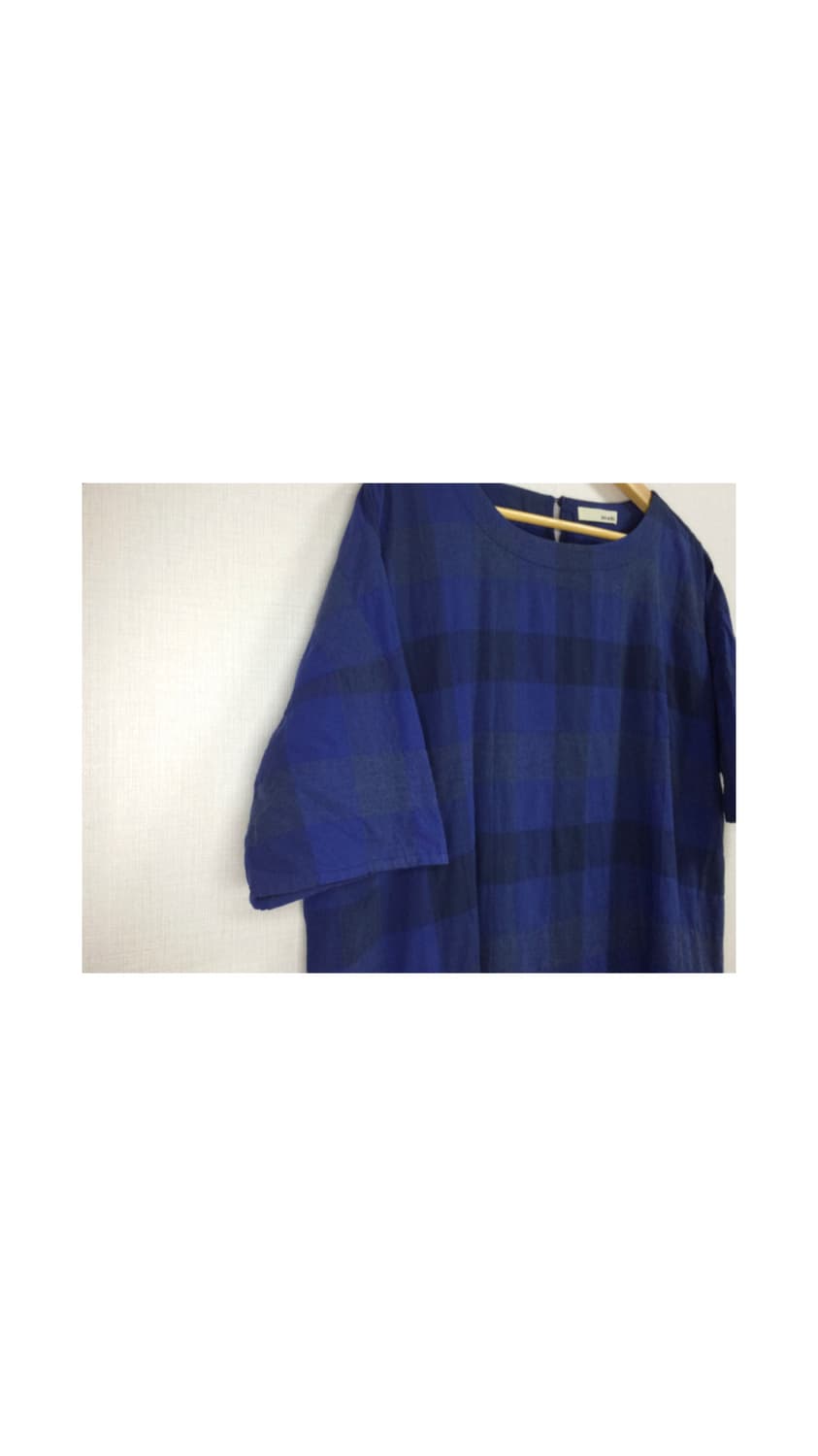 빈티지 블루 체크 롱 원피스 상품이미지3