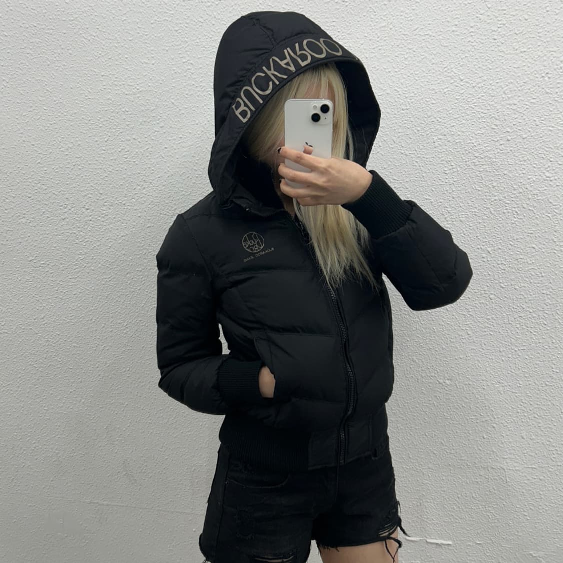 버커루 사이드패치 블랙 후드패딩 S 상품이미지1