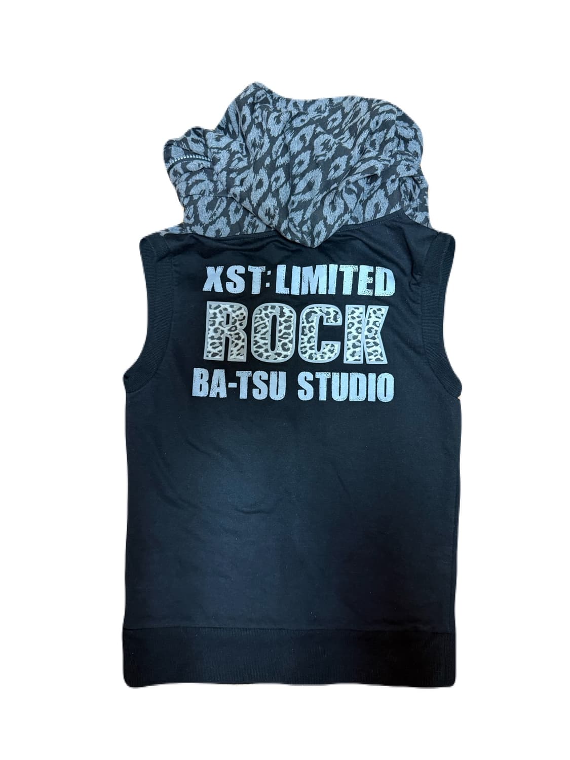 BA-TSU STUDIO 펑크 호피 레오파드 베스트 후드 집업 상품이미지3