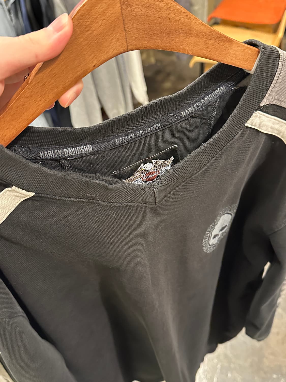 00s 할리데이비슨 Willie G Skull 데미지드 스웻셔츠 L 상품이미지7