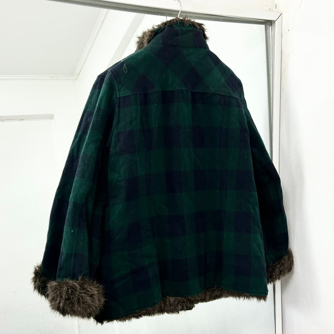 Imana 체크 퍼 자켓 상품이미지5