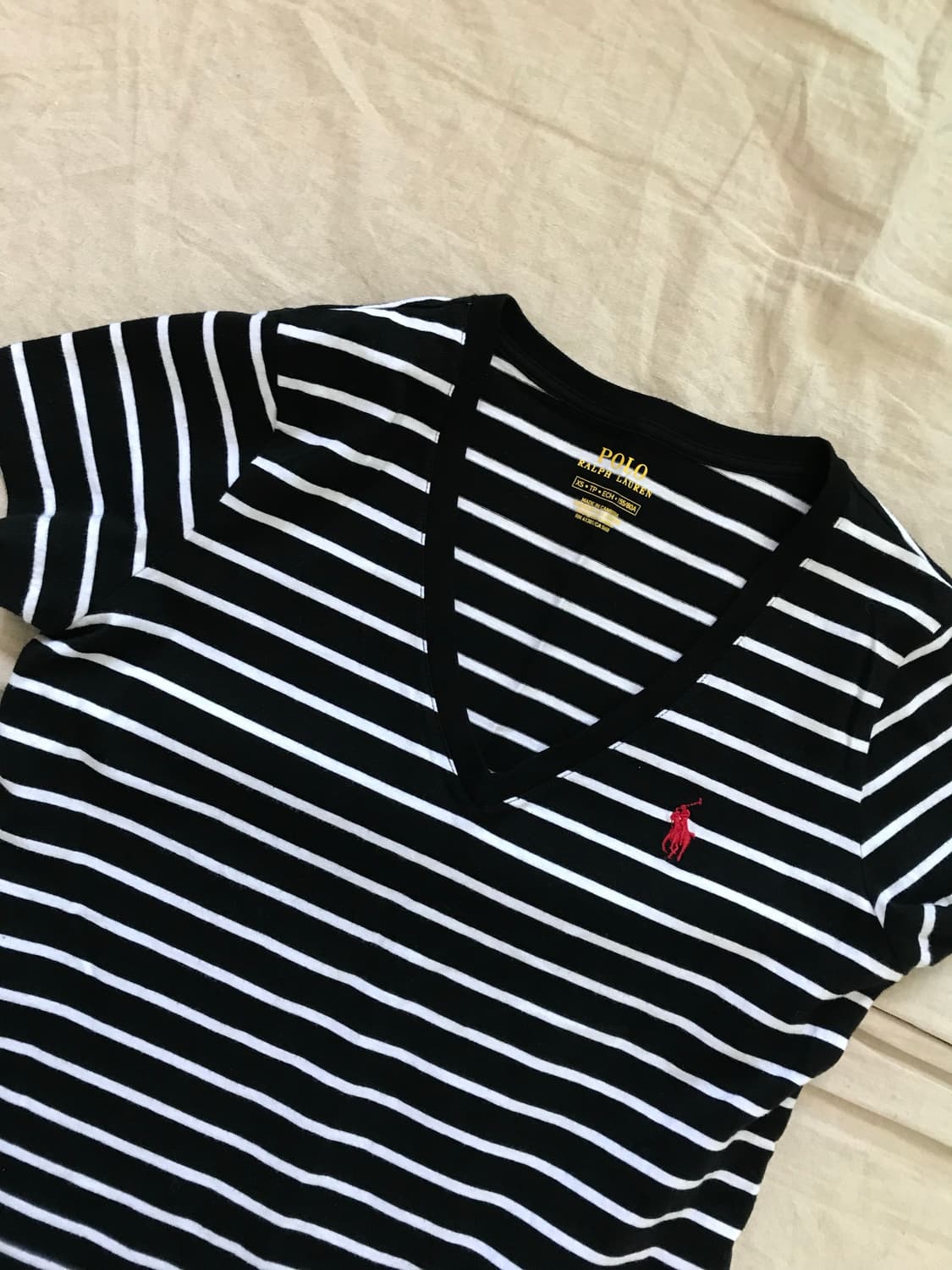 폴로 랄프로렌 포니로고 스트라이프 브이넥 반팔티 상품이미지6