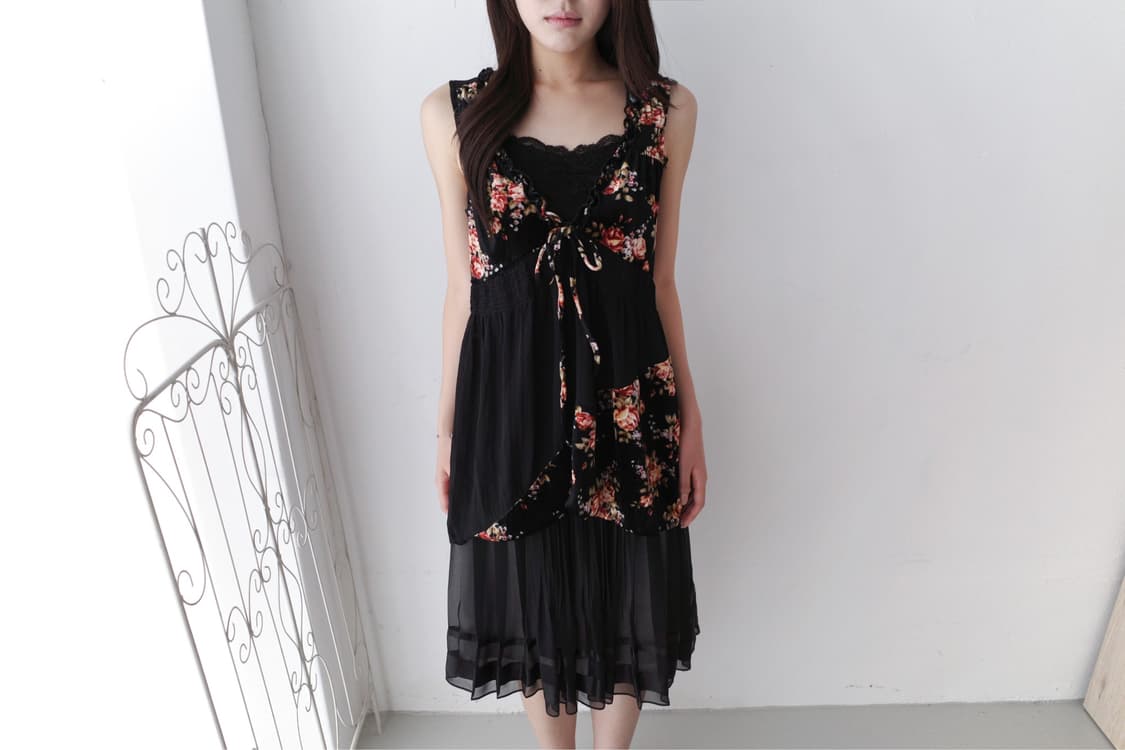 see-through flower sleeveless 상품이미지5