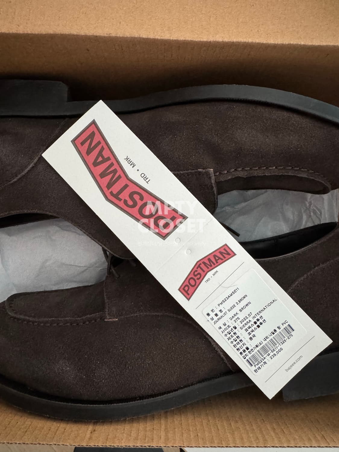 포스트맨 저널리스트 스웨이드 다크브라운 u팁 더비슈즈 상품이미지6