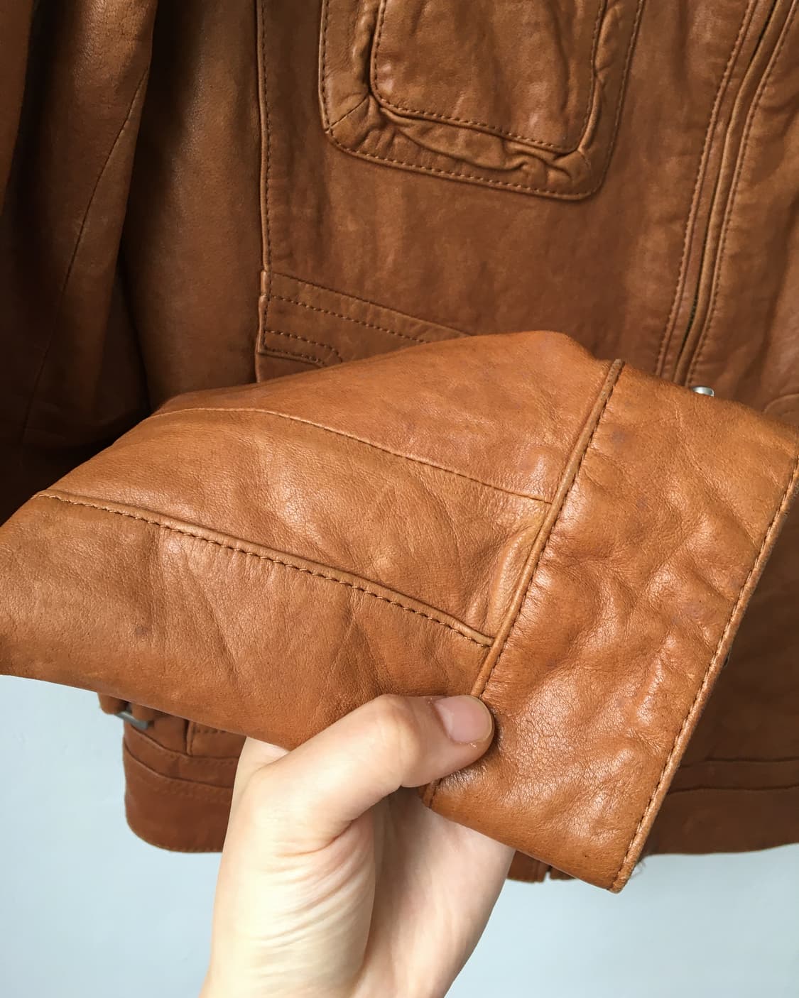 High neck leather jacket 상품이미지4