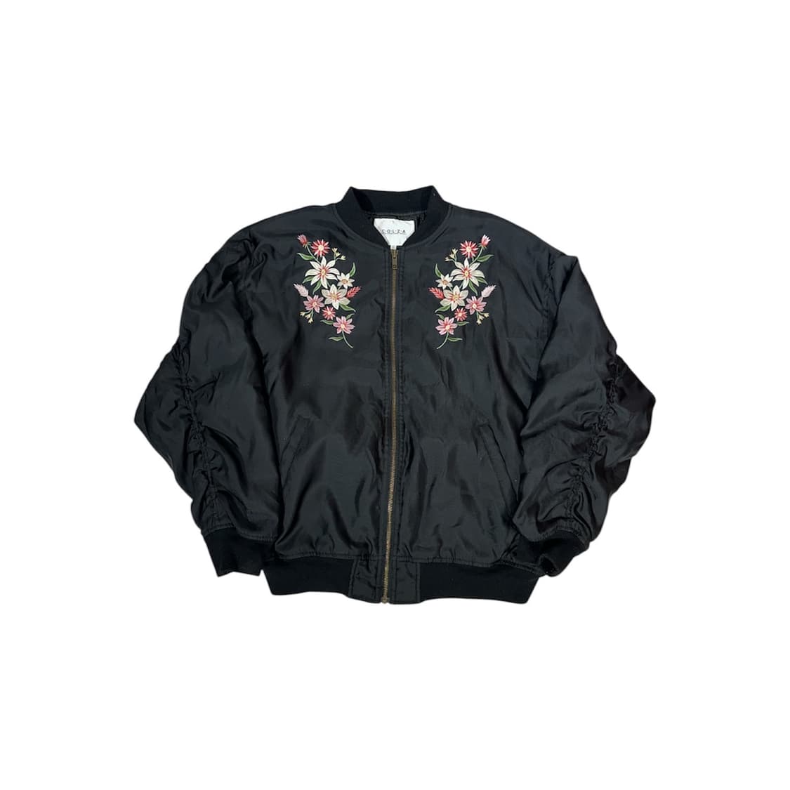 일본 빈티지 COLZA 블랙 자수 스카잔 봄버 항공 잠바 L 상품이미지4