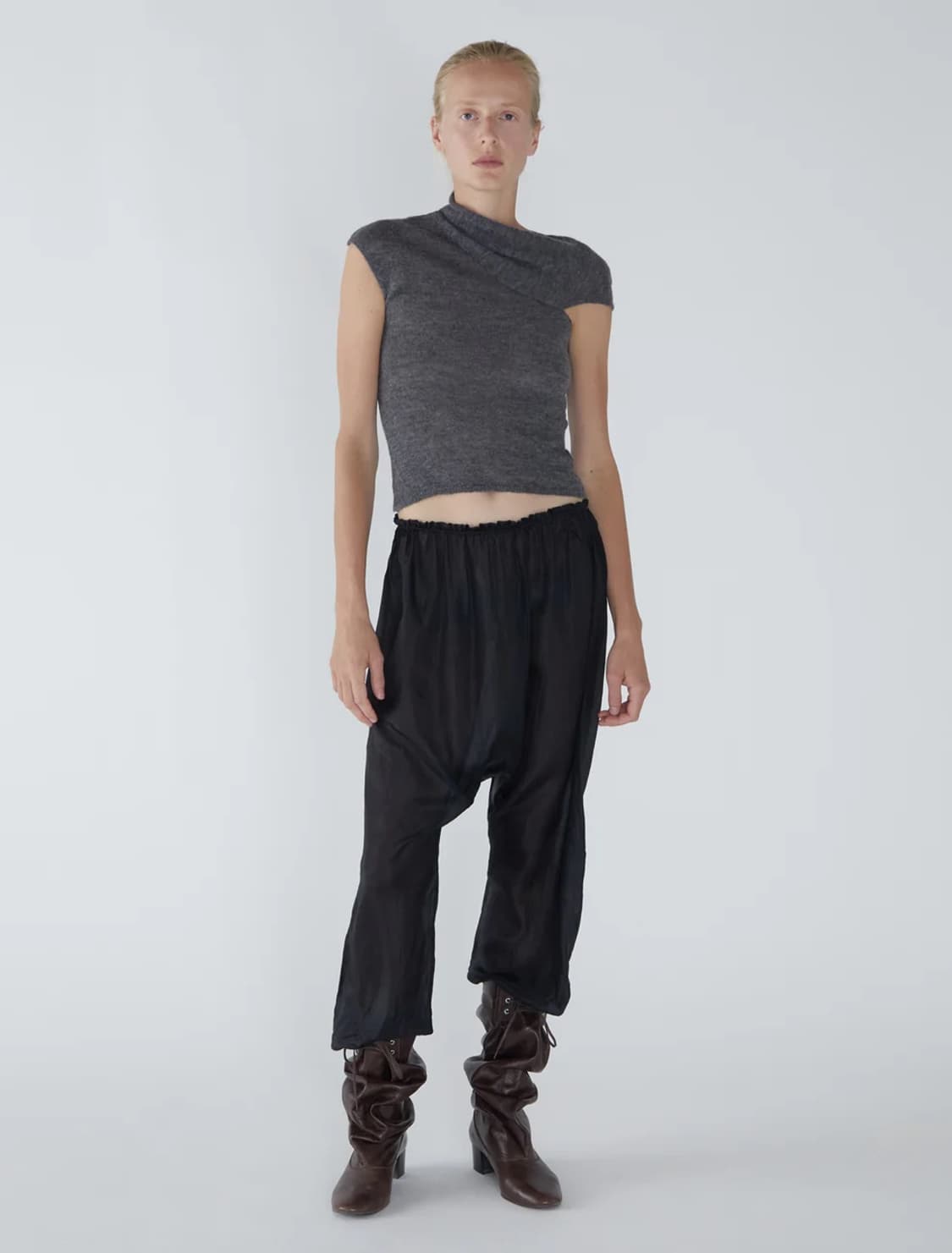 [XS]팔로마울 Aurum 모헤어 비대칭 니트/차콜 상품이미지7