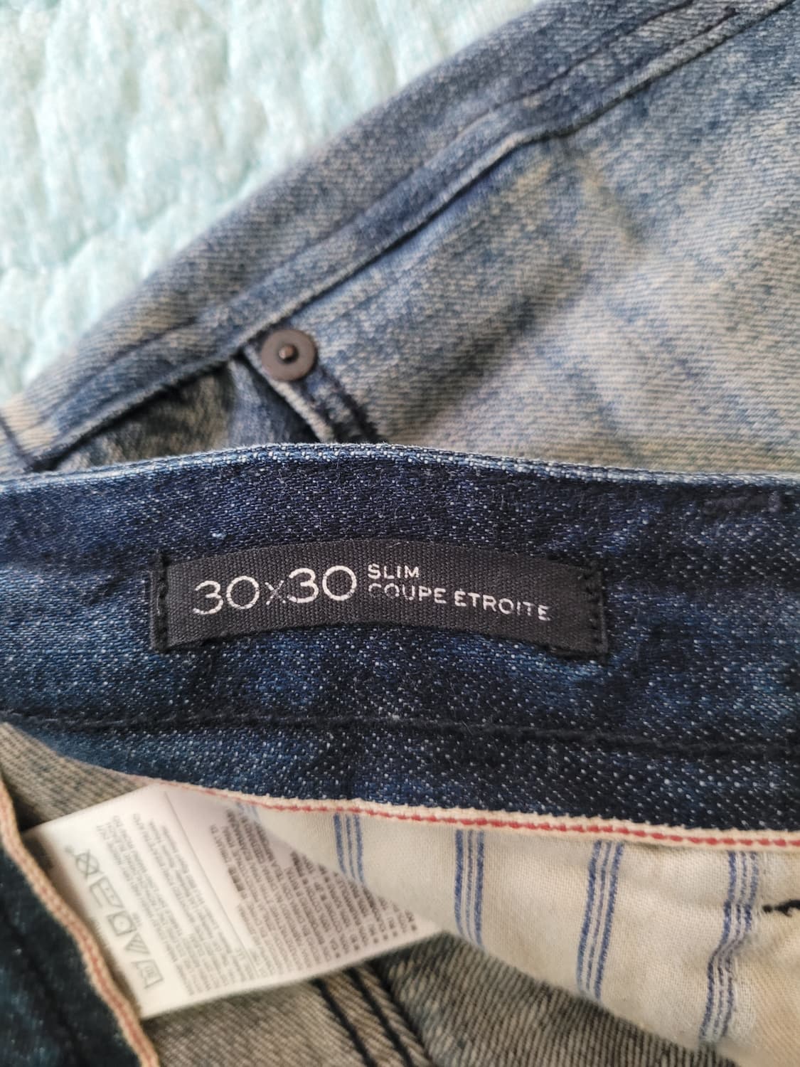 바나나리퍼블릭 Banana republic 슬림핏 연청 셀비지데님 30 상품이미지5