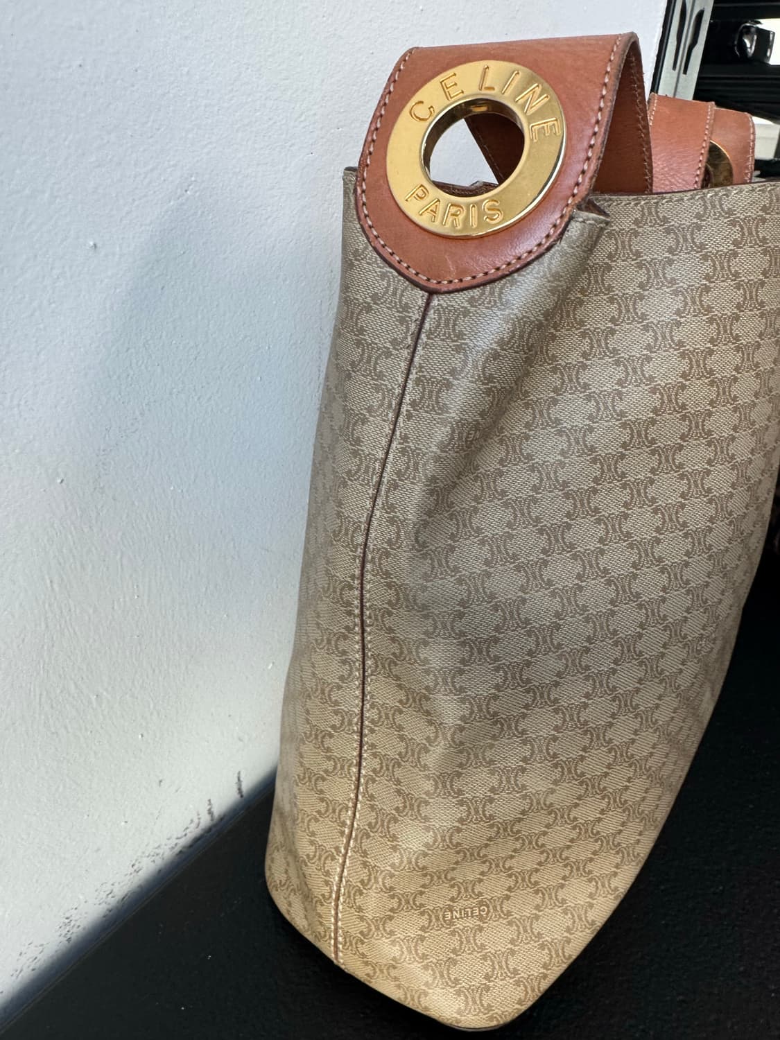 셀린느 브라운 레더 트리밍 마카담 캔버스 투웨이(정품) 상품이미지3