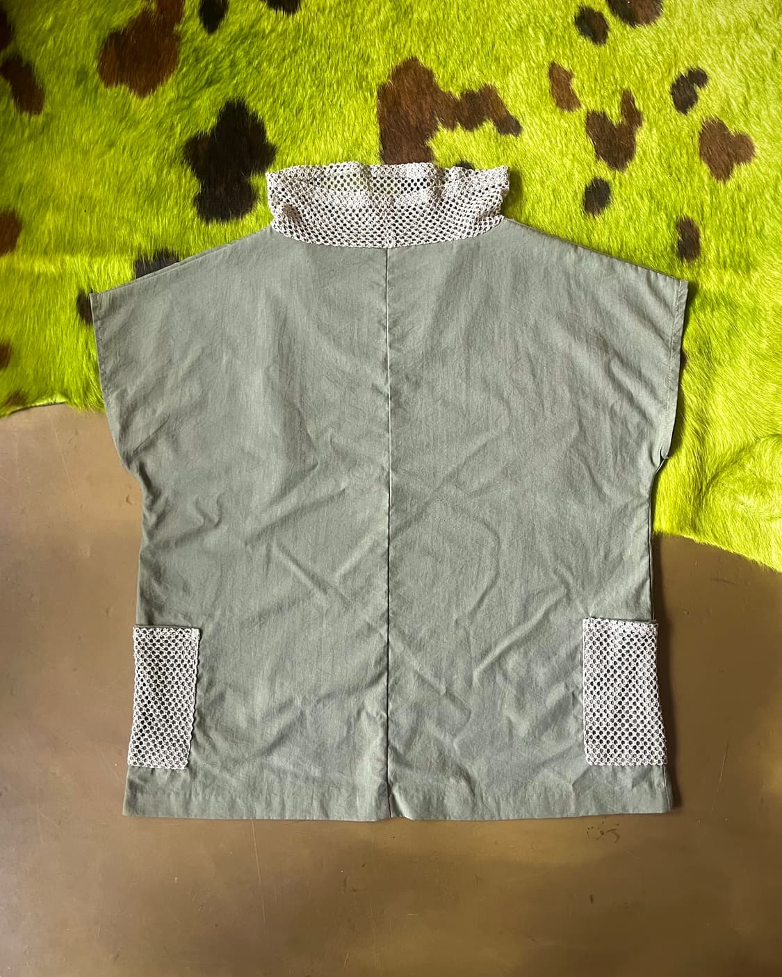 Jpn Vintage Mesh Drape Neck Summer Top 상품이미지9