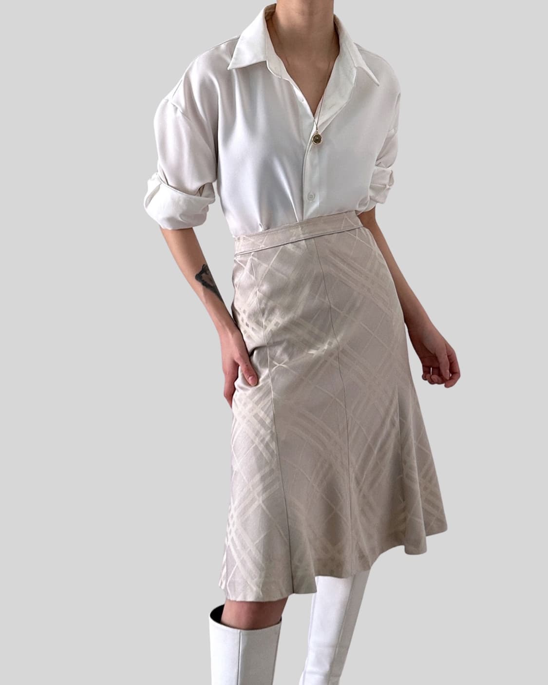 (BURBERRY)beige checker skirt 상품이미지3