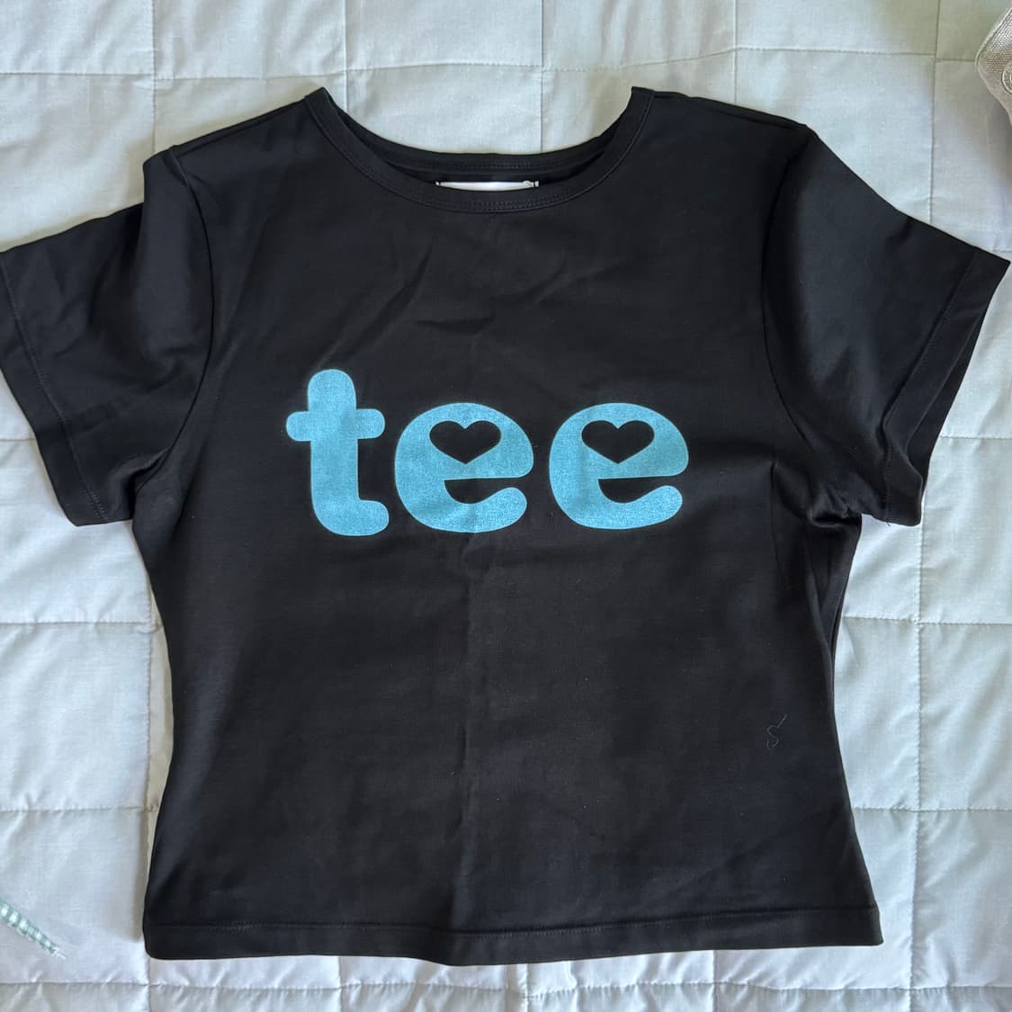 미니멀 페어 반팔 크롭티 heart tee black 상품이미지5
