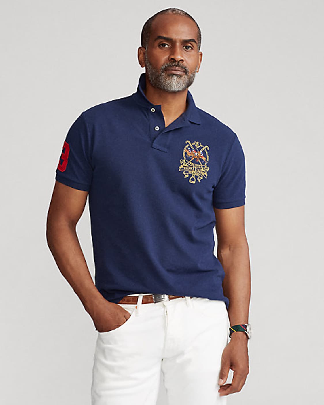 폴로 랄프로렌 자수 트리플포니 커스텀 슬림핏 PK 카라티 네이비 상품이미지10