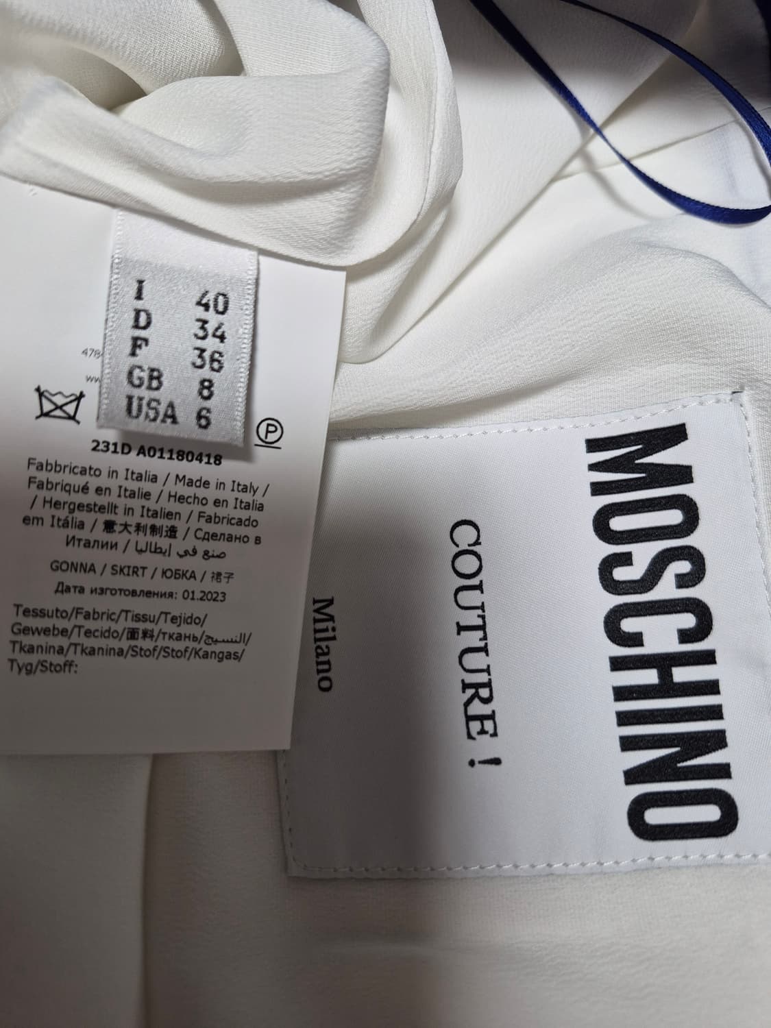 모스키노 블루 하트버튼 미니스커트 40(26~27) 상품이미지4