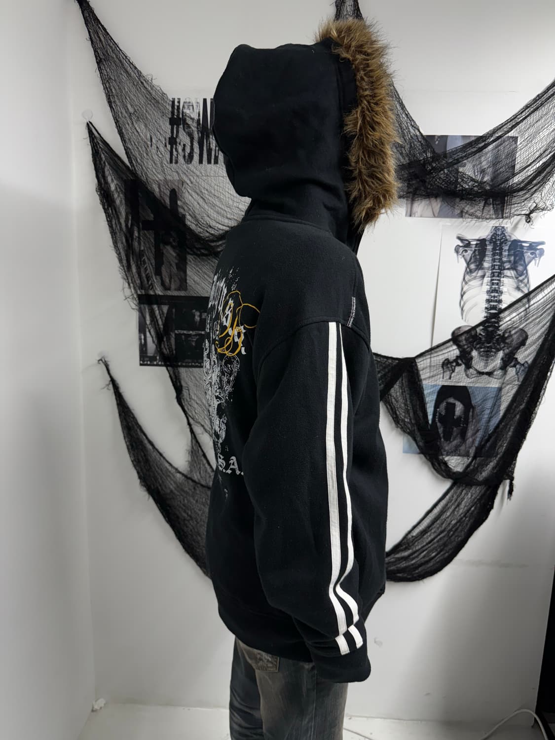 Bad boy printing fur hood zip up  상품이미지2