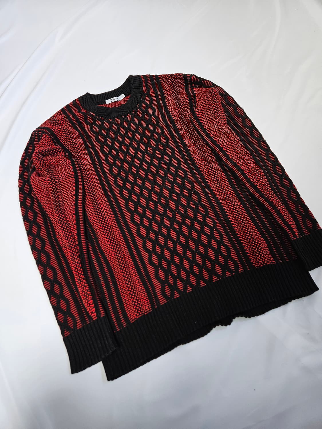 알렉산더왕 케이블 니트 스웨터 레드블랙 정품 M 상품이미지1