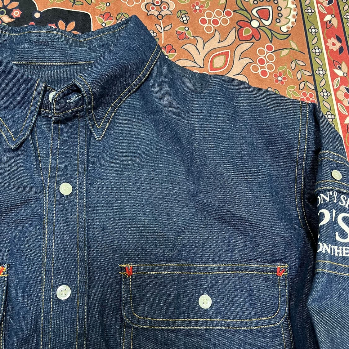 퍼슨스 스포츠 일본 빈티지 진청 데님 셔츠 M/95 상품이미지4