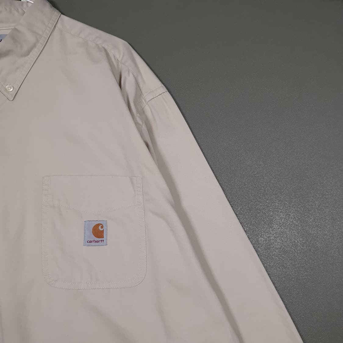 실측 3XL 빅사이즈 칼하트 크림 포켓 워크 셔츠 긴팔 남방 크림 베이지 상품이미지2