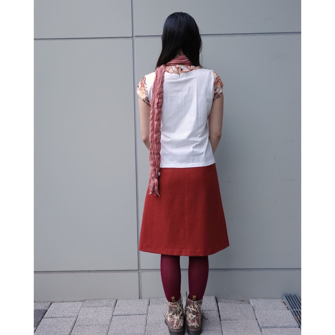 빈티지 레드 미디 스커트 상품이미지3