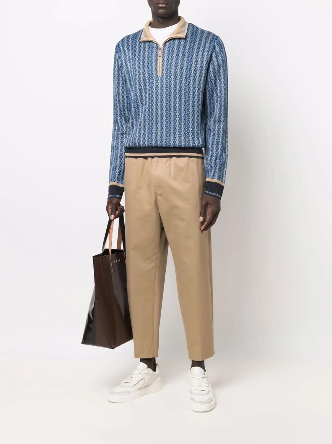 웨일즈보너 오케스트라 리넨 자카드 하프집업 스웨터 상품이미지3