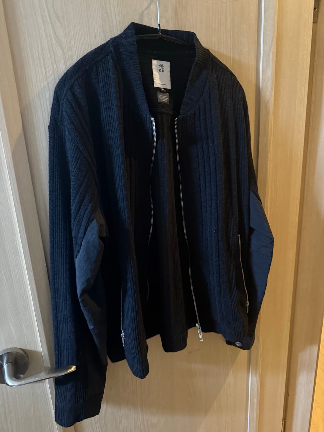 [2] 폴리테루 니트 집 블루종 블랙 상품이미지1