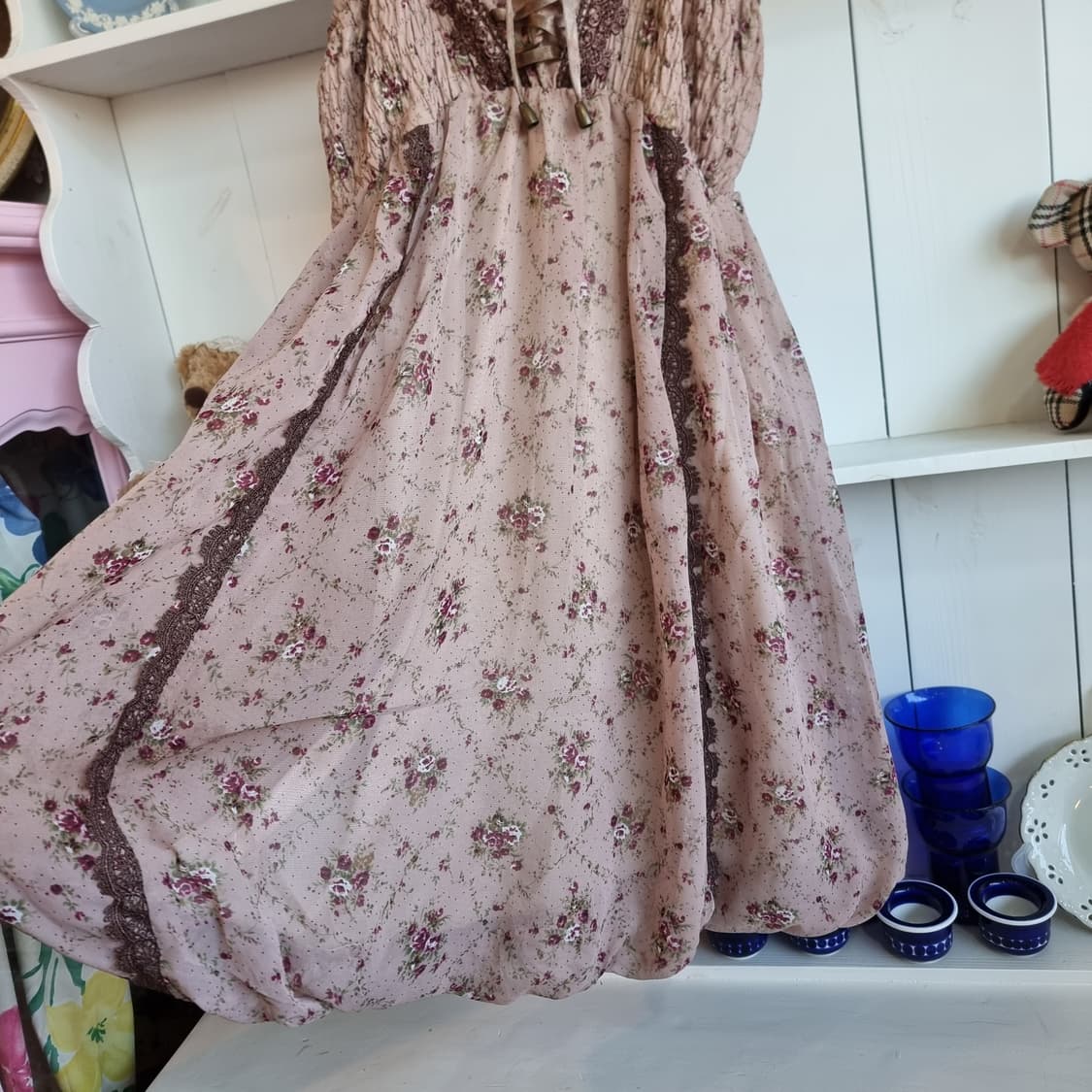 axes femme(엑시즈 팜) 플라워 쉬폰 레이스업 원피스 상품이미지3