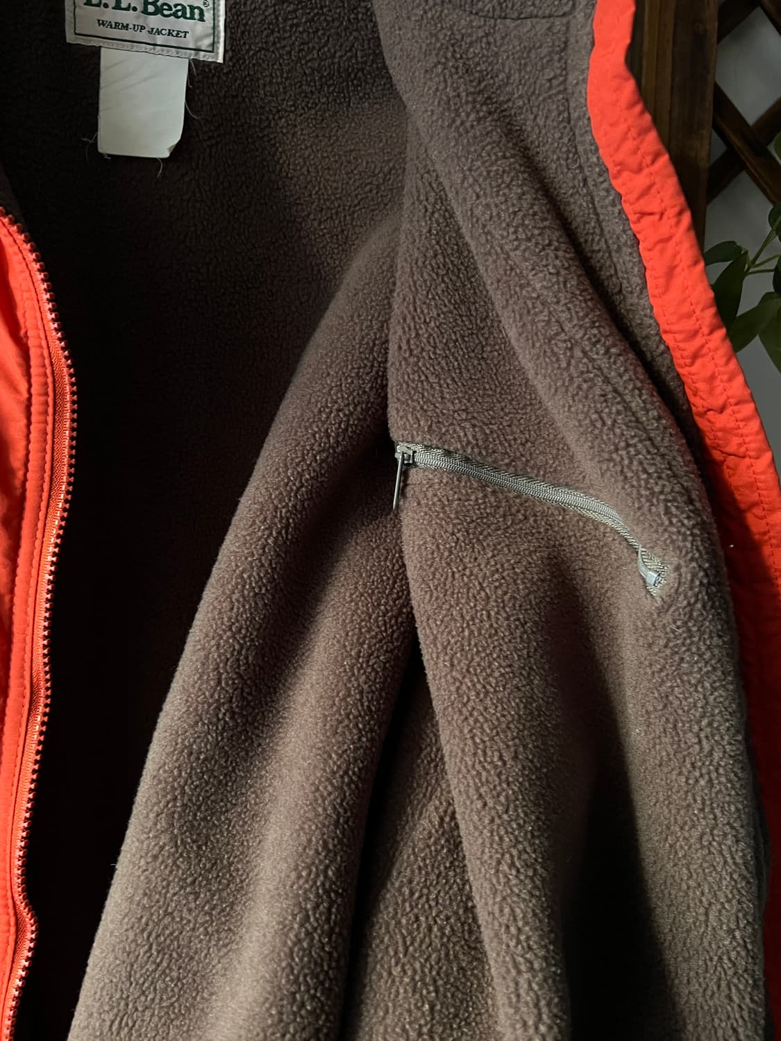 [M]90's 엘엘빈 USA 플리스 라이닝 오렌지 웜업 자켓 상품이미지7