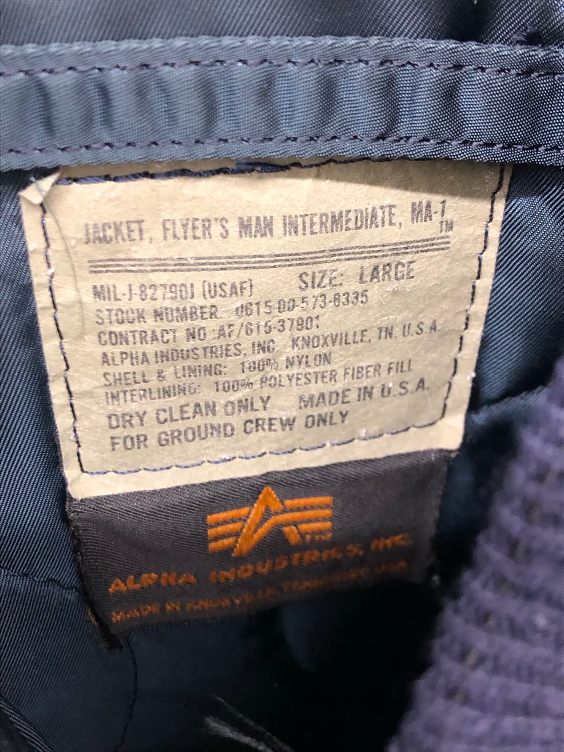 90s 알파 인더스트리 ma-1 네이비 상품이미지3