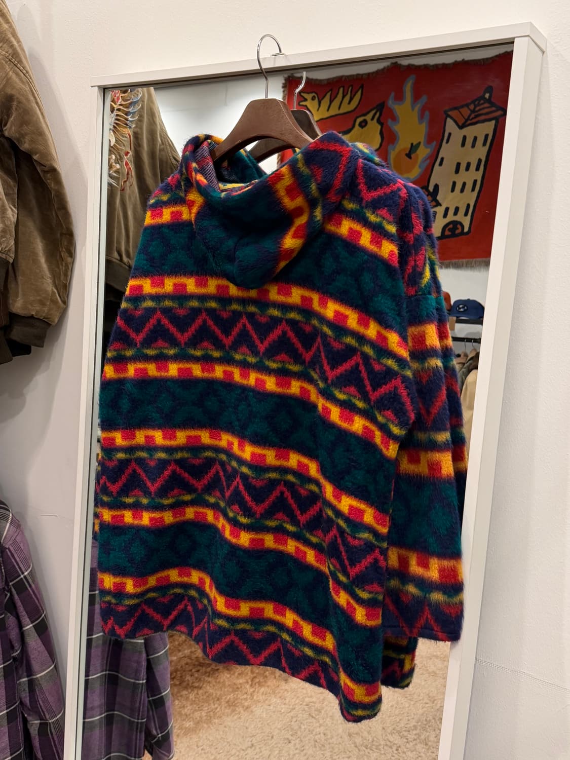 00s Vtg 빈티지 에스닉 하프넥 쿼터 집업 플리스 후드 상품이미지5