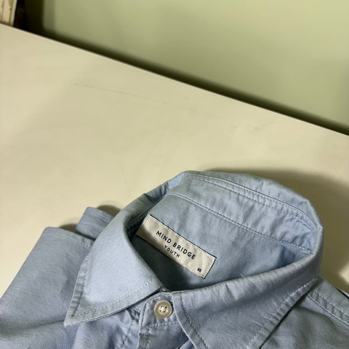 M-L 마인드브릿지 유스 오버핏 스카이블루 원포켓 옥스퍼드 셔츠 상품이미지2