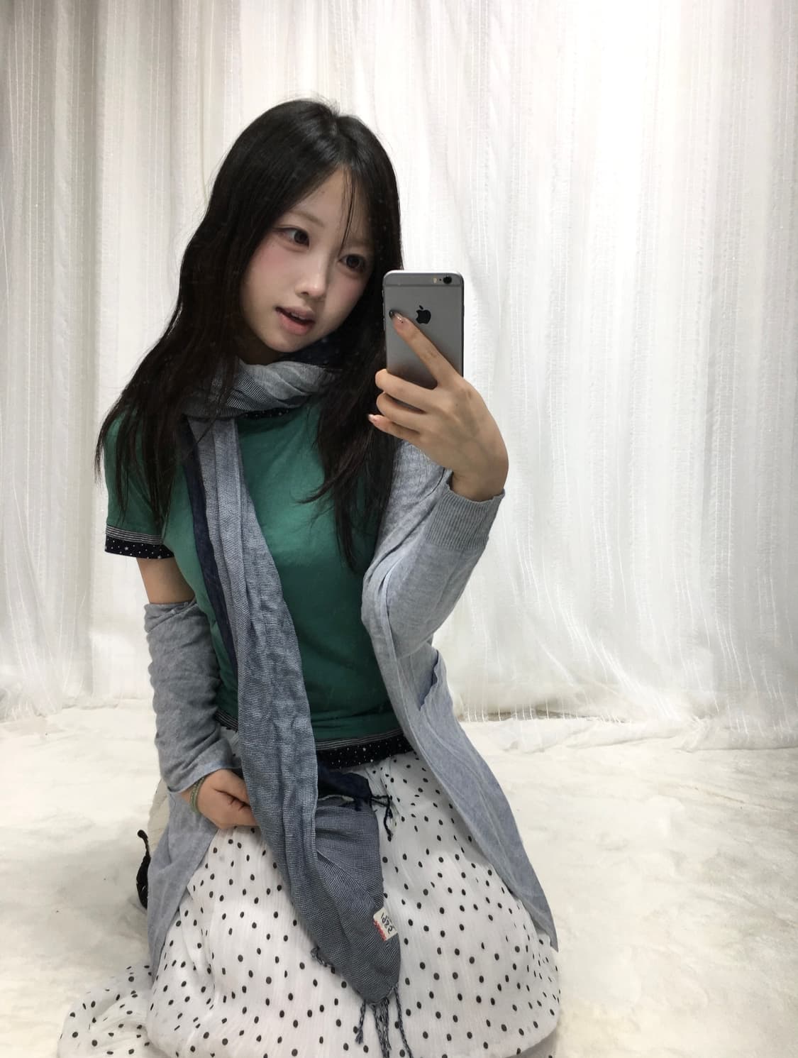 빈티지 도트 바람막이 민트 코디세트  상품이미지2