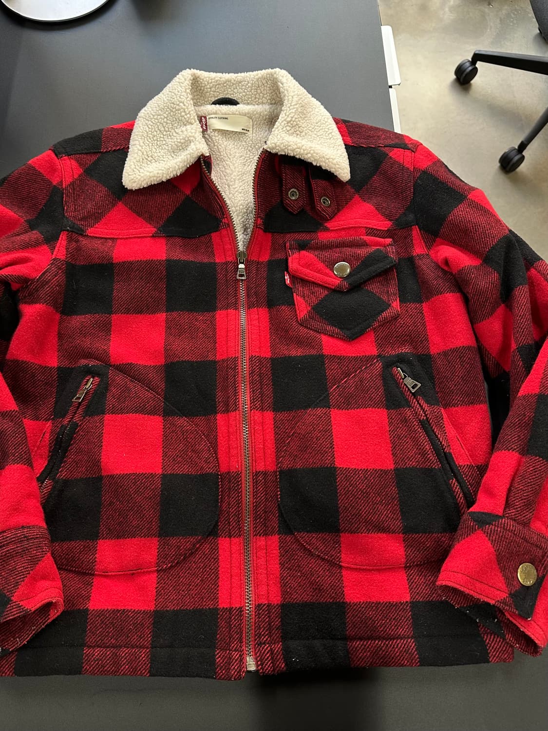 리바이스 타탄체크 하이넥 포켓 울 쉐르파자켓 상품이미지8